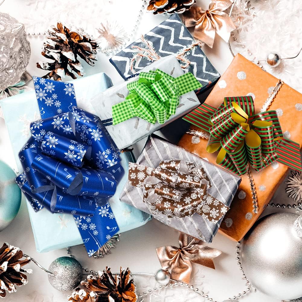 12 Pcs Christmas Gift Pull Bows 4.7′′ Wrap Ribbon Pull Bows, for Xmas Gifts, Present Baskets,Gift Wrapping, Christmas Tree, Present, Wine Bottles Present Decoration — view 4